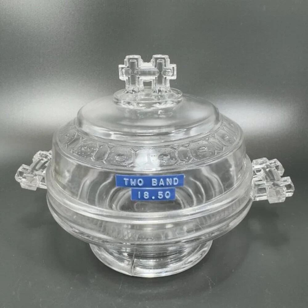 Antique Doyle And Co Two Band Clear Glass Canister Jar Container Manganese 365nm